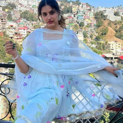 Sakhi Fashions Skylight Chiffon Handpainted Suit Set