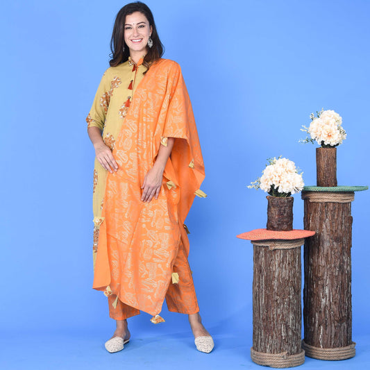 Sakhi Fashions Vivid Orange Kurta Set (set of 3)