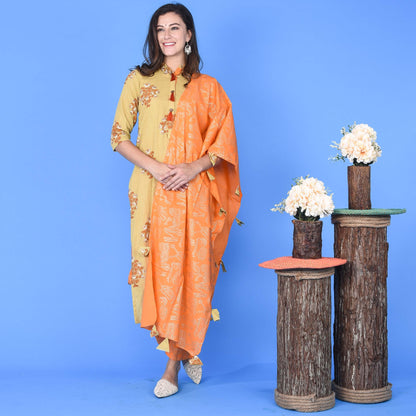 Sakhi Fashions Vivid Orange Kurta Set (set of 3)