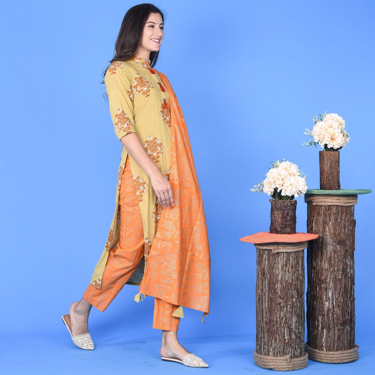 Sakhi Fashions Vivid Orange Kurta Set (set of 3)