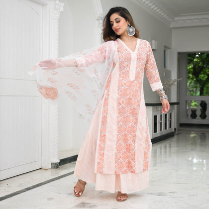 Sakhi Fashions Burnt Peach Printed Cotton Suit