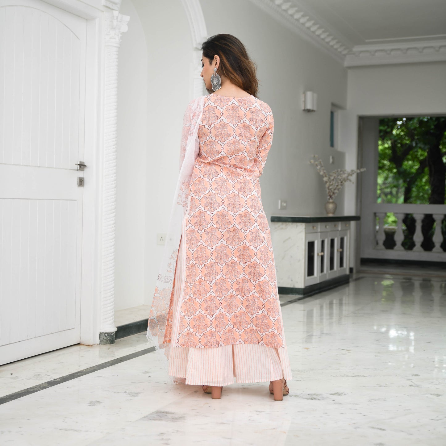 Sakhi Fashions Burnt Peach Printed Cotton Suit