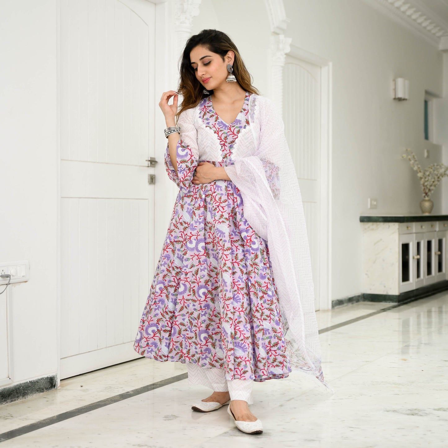 Sakhi Fashions Orchid Floral Printed Cotton Suit