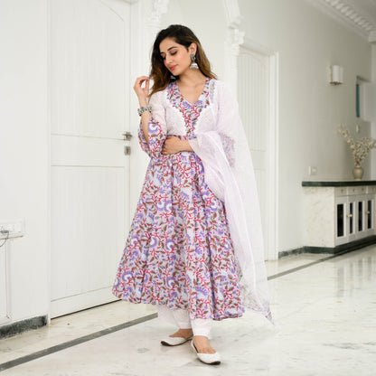 Sakhi Fashions Orchid Floral Printed Cotton Suit