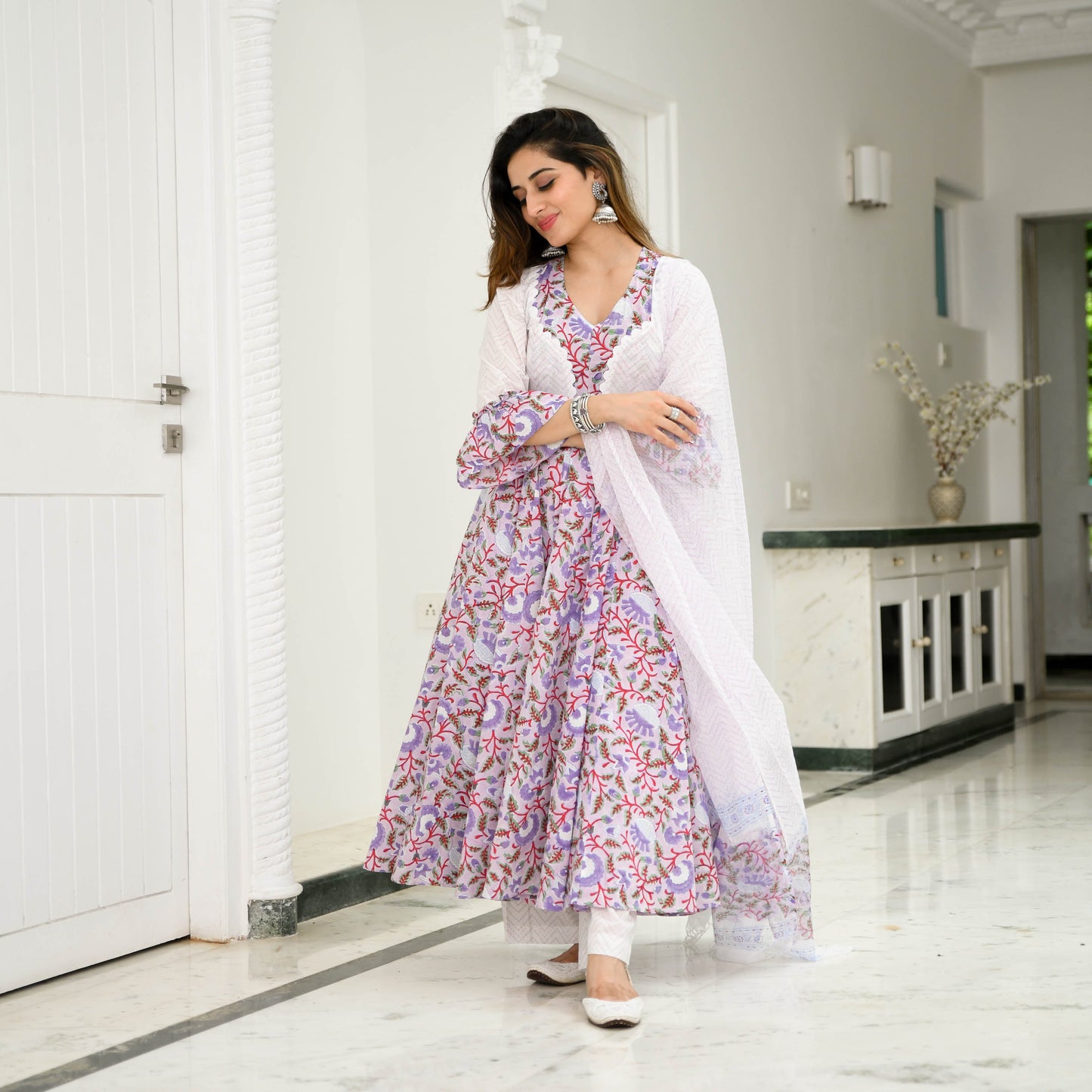 Sakhi Fashions Orchid Floral Printed Cotton Suit
