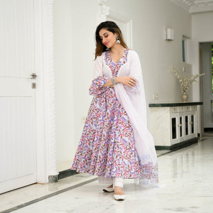 Sakhi Fashions Orchid Floral Printed Cotton Suit