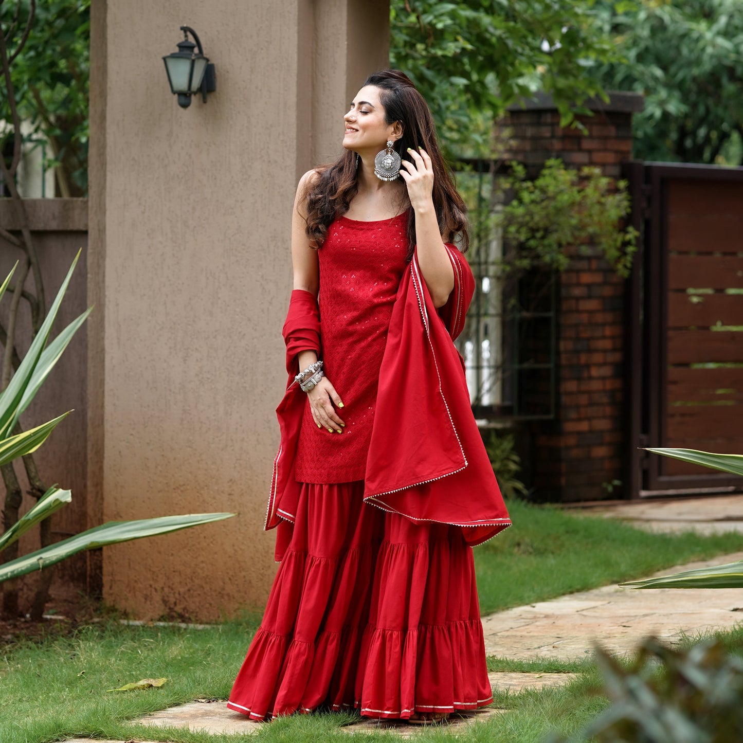 Sakhi Fashions Maroon Embroidery Sharara Suit