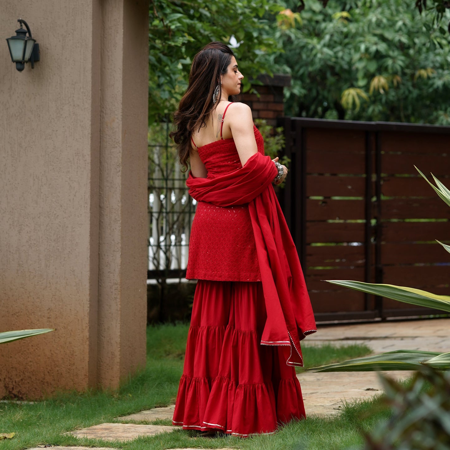 Sakhi Fashions Maroon Embroidery Sharara Suit