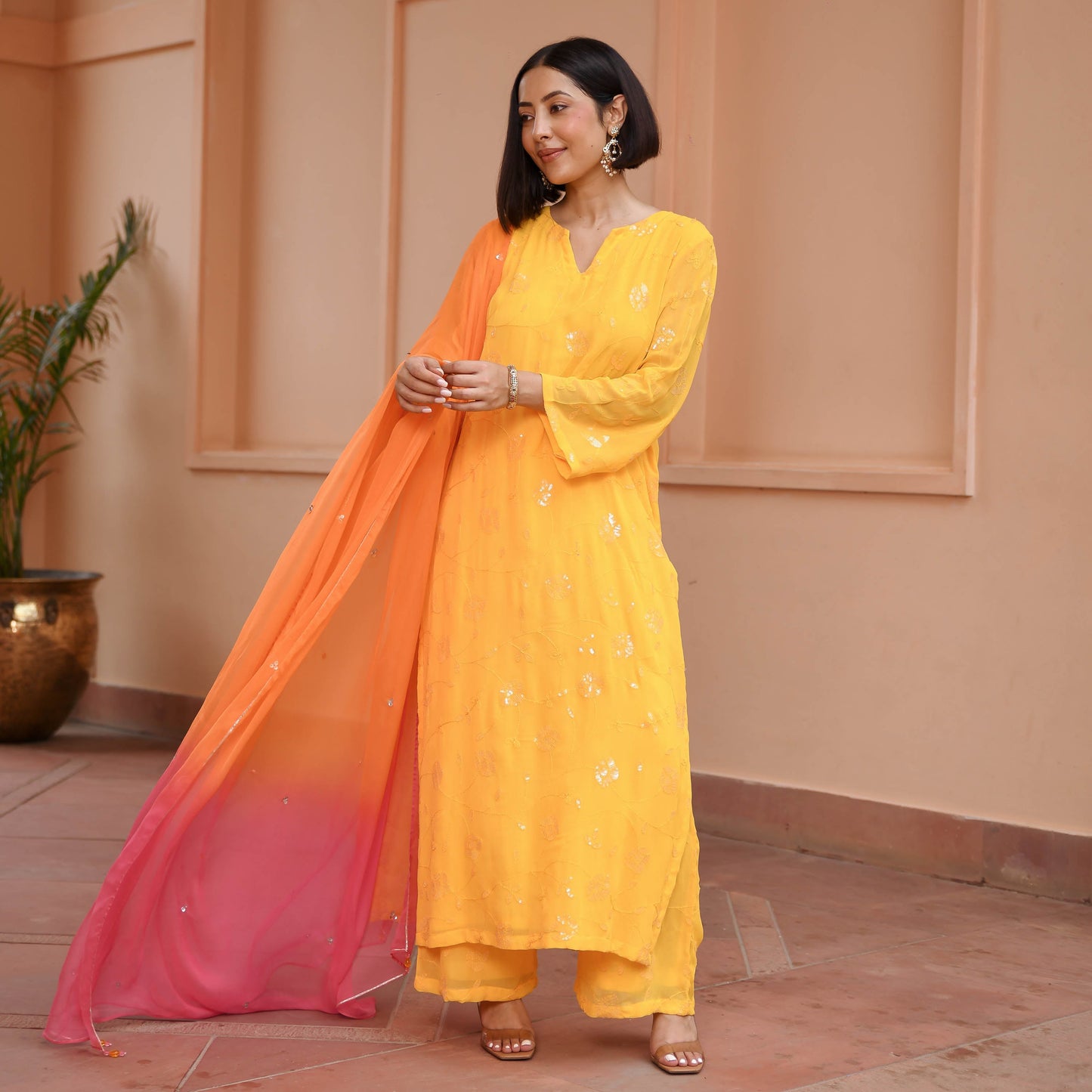Blossoms Georgette Embroidered Suit Set