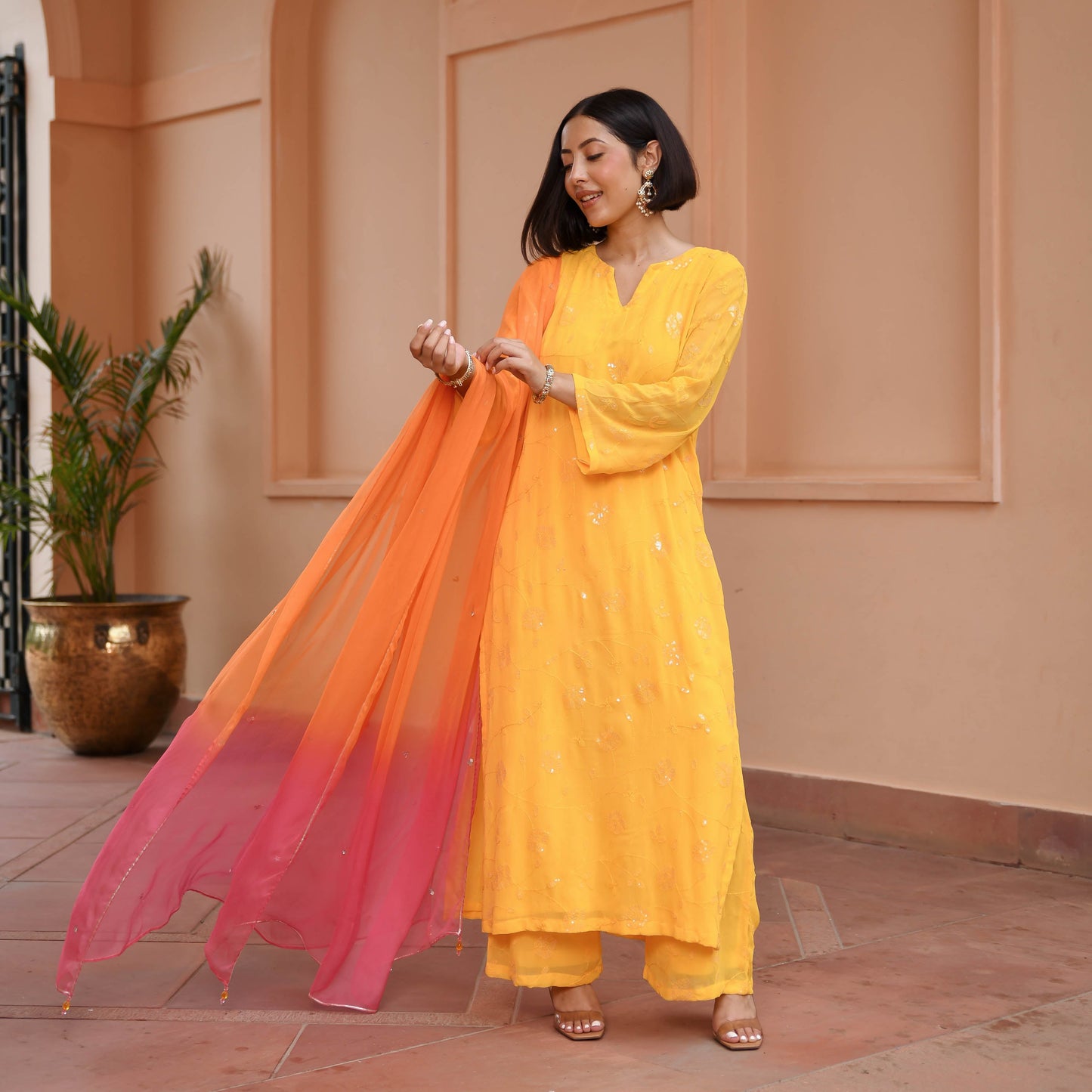 Blossoms Georgette Embroidered Suit Set