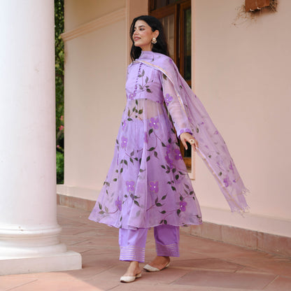Lilac Handpainted Doriya Suit Set