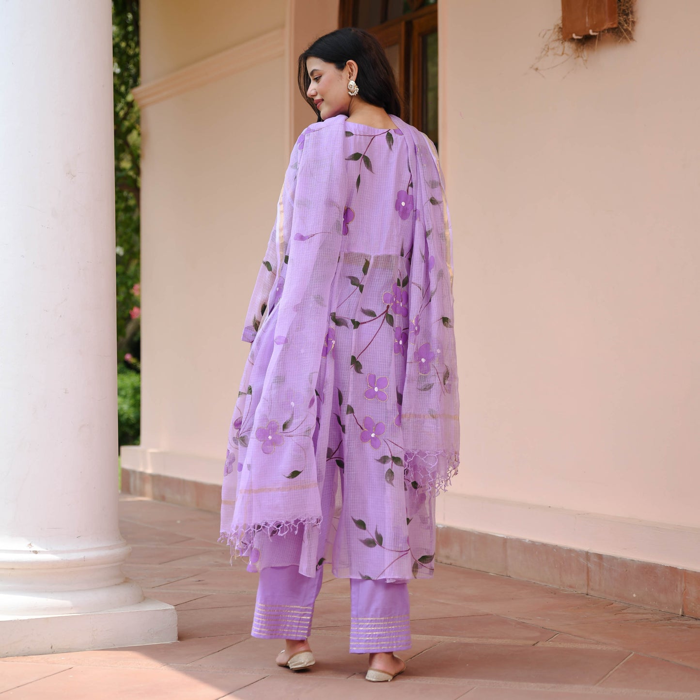 Lilac Handpainted Doriya Suit Set