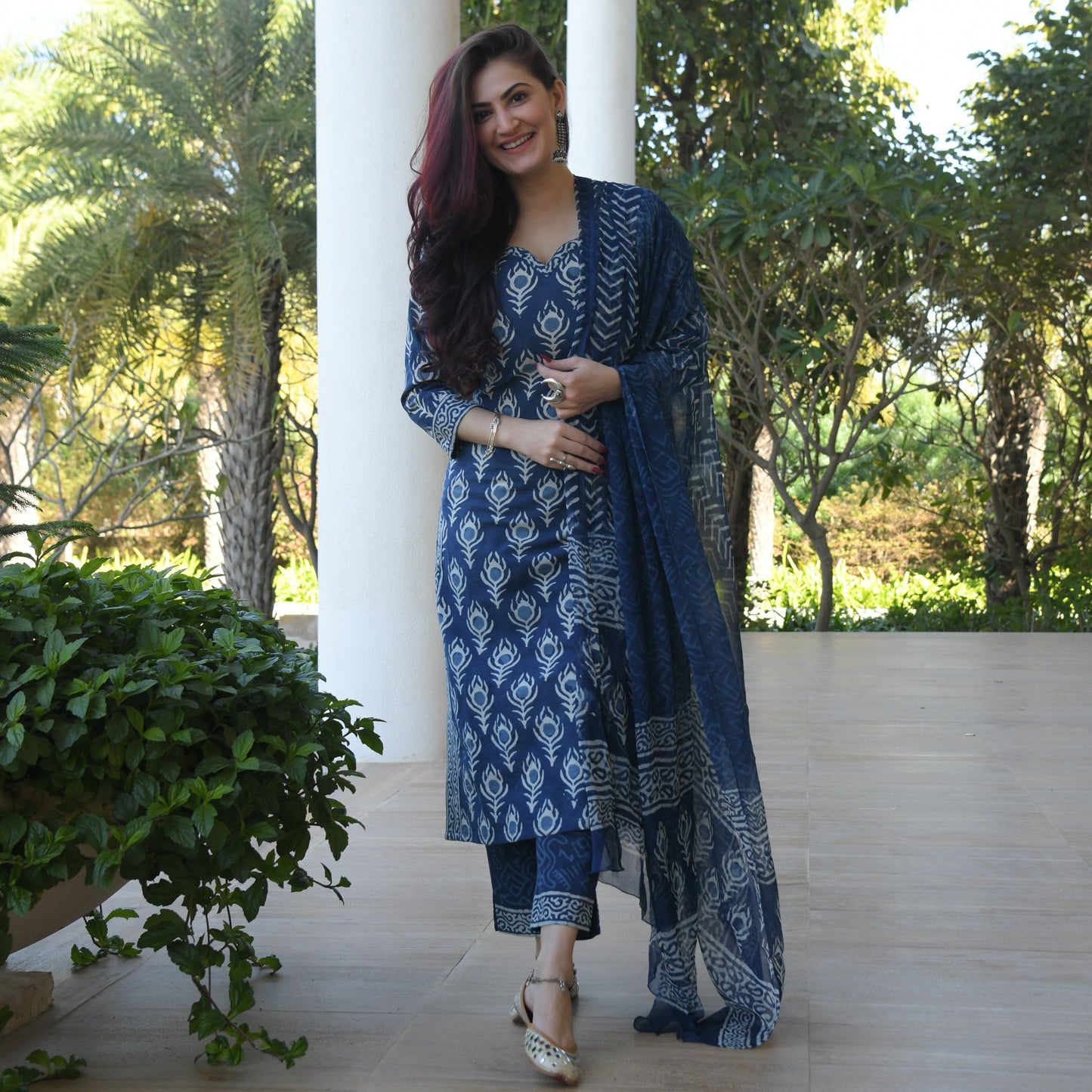 Indigo Wing Cotton Suit Set