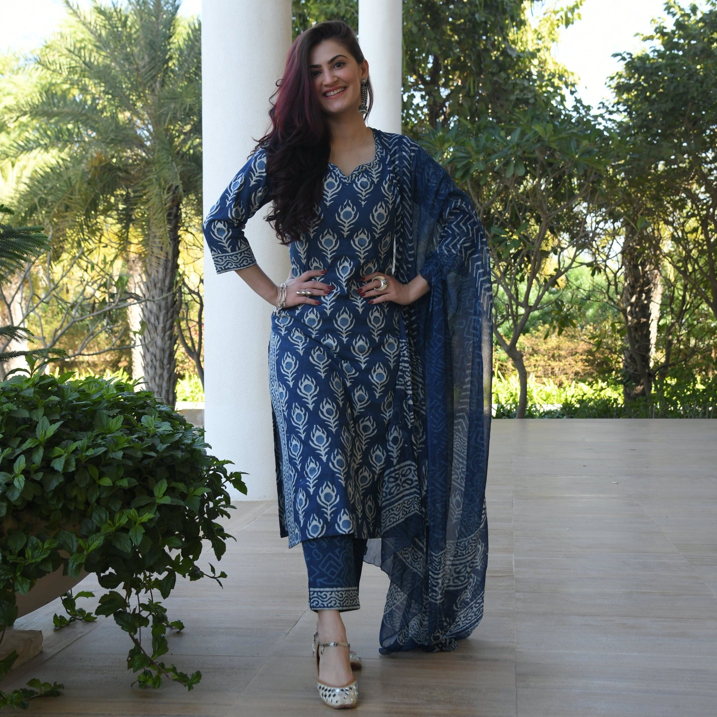 Indigo Wing Cotton Suit Set