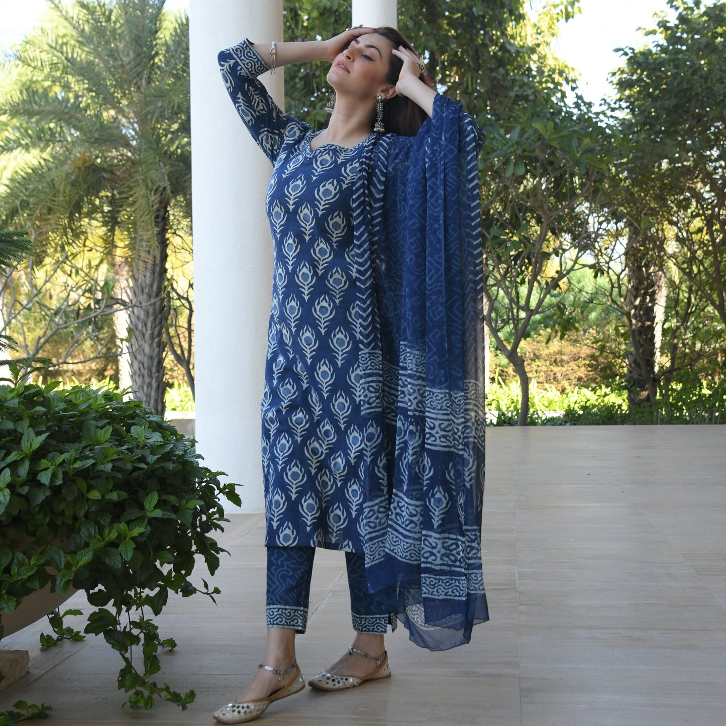 Indigo Wing Cotton Suit Set