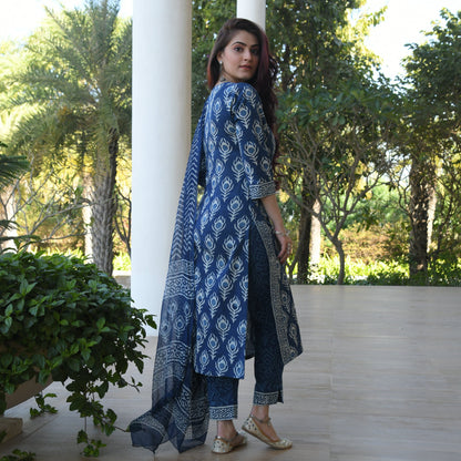 Indigo Wing Cotton Suit Set