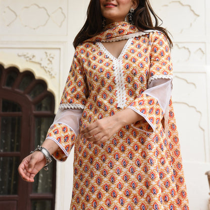 Sakhi Fashions Orange White Suit Set (set of 3)