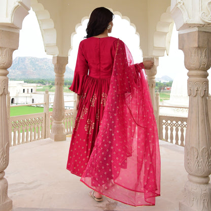 Sakhi Fashions Red Modal Satin Suit Set