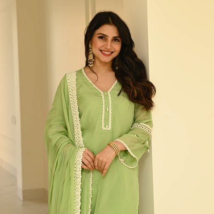 Sakhi Fashions Pastel Organza With Lace Suit Set