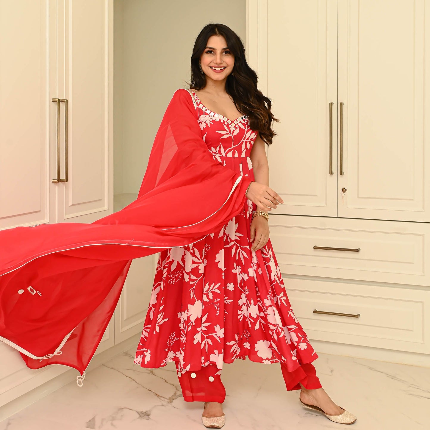 Sakhi Fashions Bright Floral Muslin Suit Set