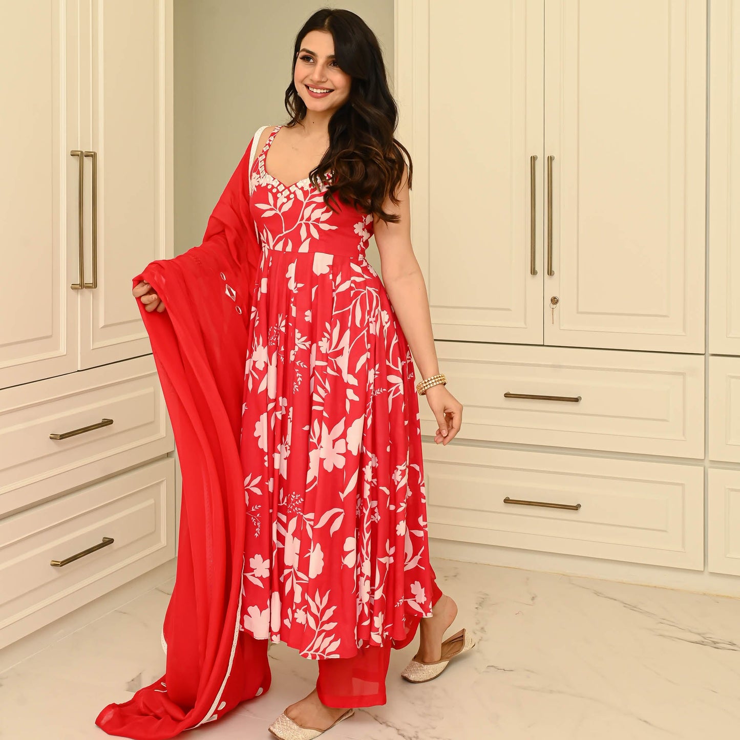 Sakhi Fashions Bright Floral Muslin Suit Set