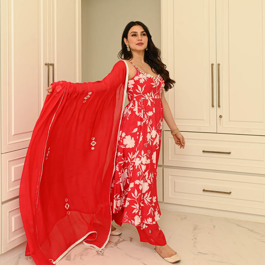 Sakhi Fashions Bright Floral Muslin Suit Set