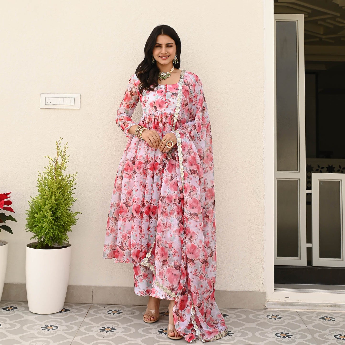Sakhi Fashions Organza Printed Suit Set