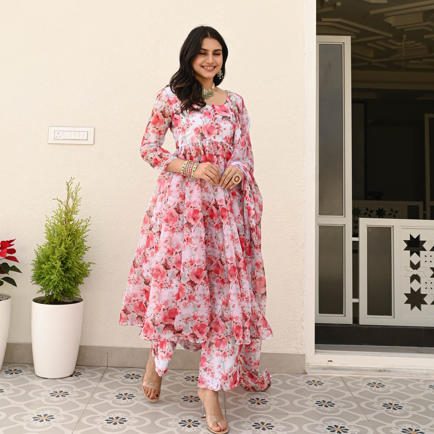Sakhi Fashions Organza Printed Suit Set