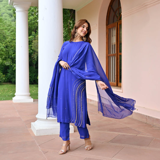 Blue Bliss Georgette Suit Set