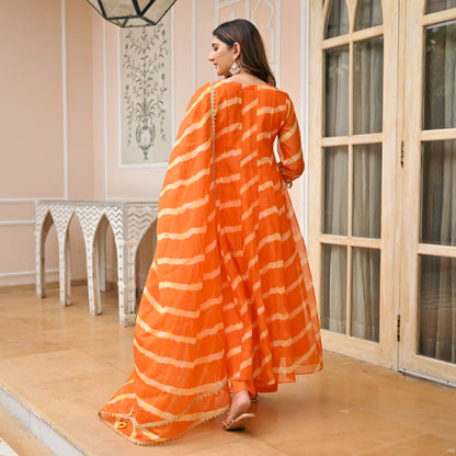 Orange Leheriya Suit Set