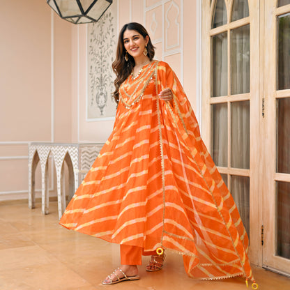 Orange Leheriya Suit Set
