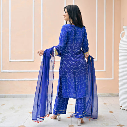 Bright Blue Bandhej Suit Set