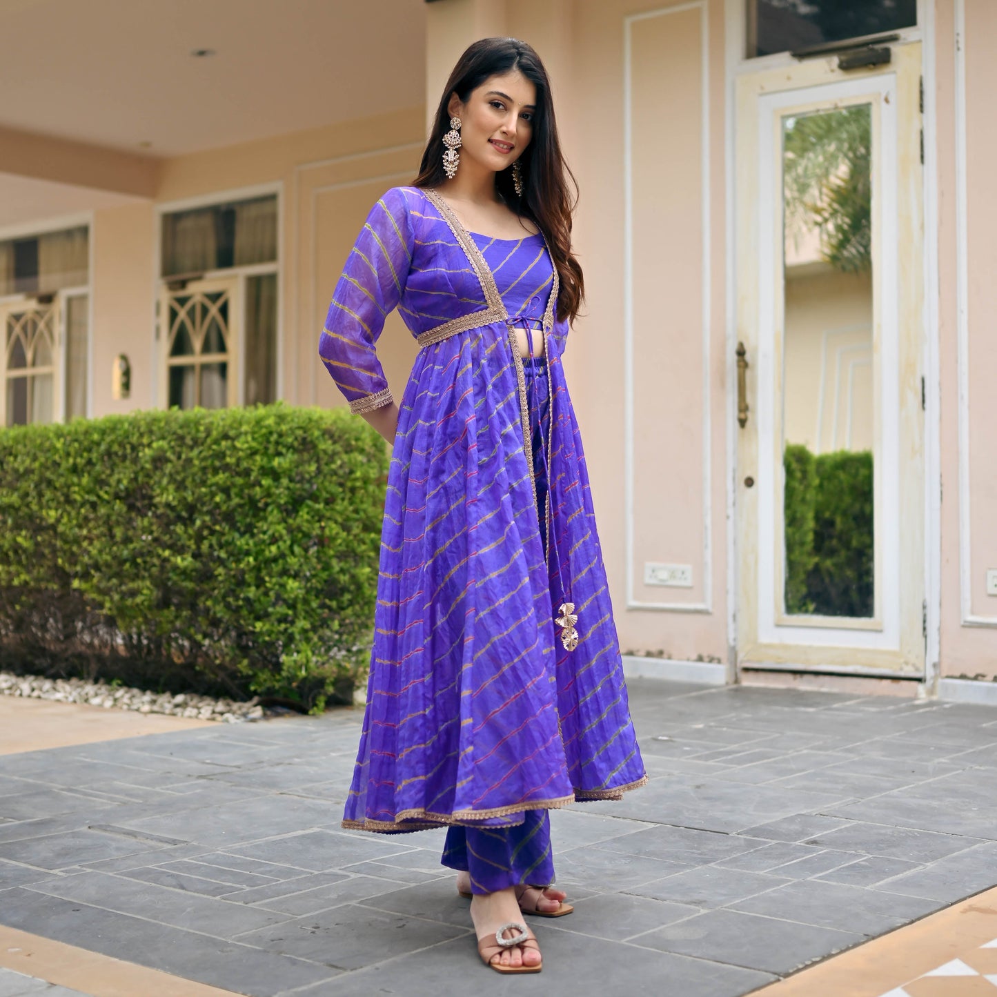 Sakhi Fashions Purple Leheriya 3 Piece Set