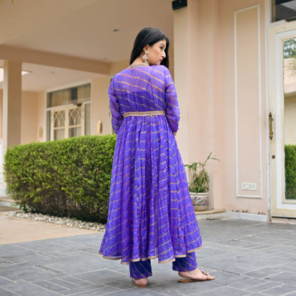 Sakhi Fashions Purple Leheriya 3 Piece Set