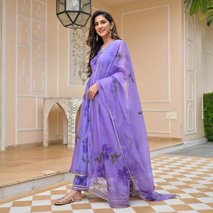 Sakhi Fashions Purple Rose Organza Suit Set