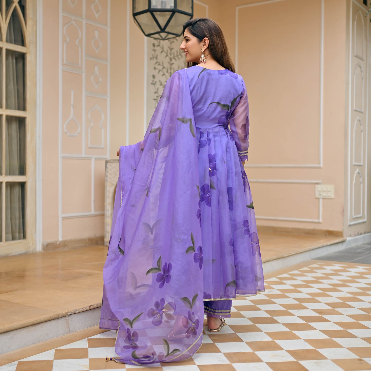 Sakhi Fashions Purple Rose Organza Suit Set