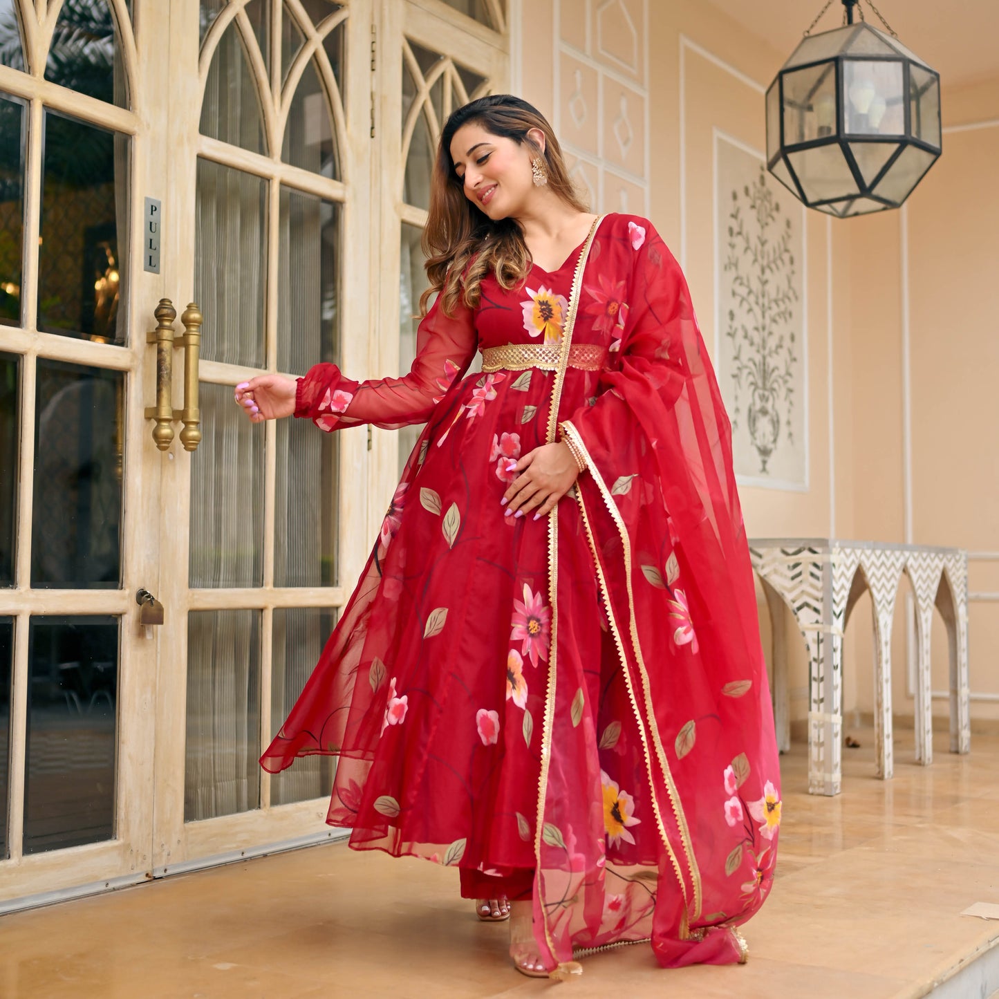 Sakhi Fashions Aurora Organza Handpainted Suit Set