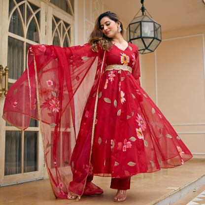 Sakhi Fashions Aurora Organza Handpainted Suit Set