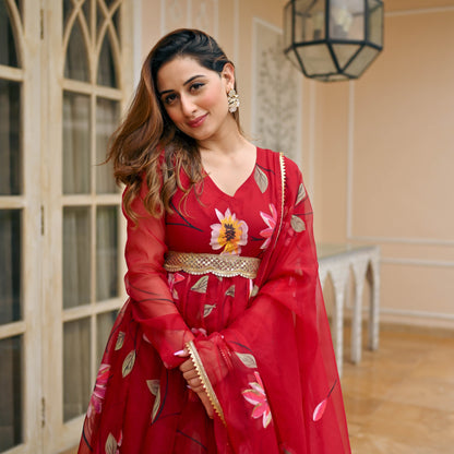Sakhi Fashions Aurora Organza Handpainted Suit Set
