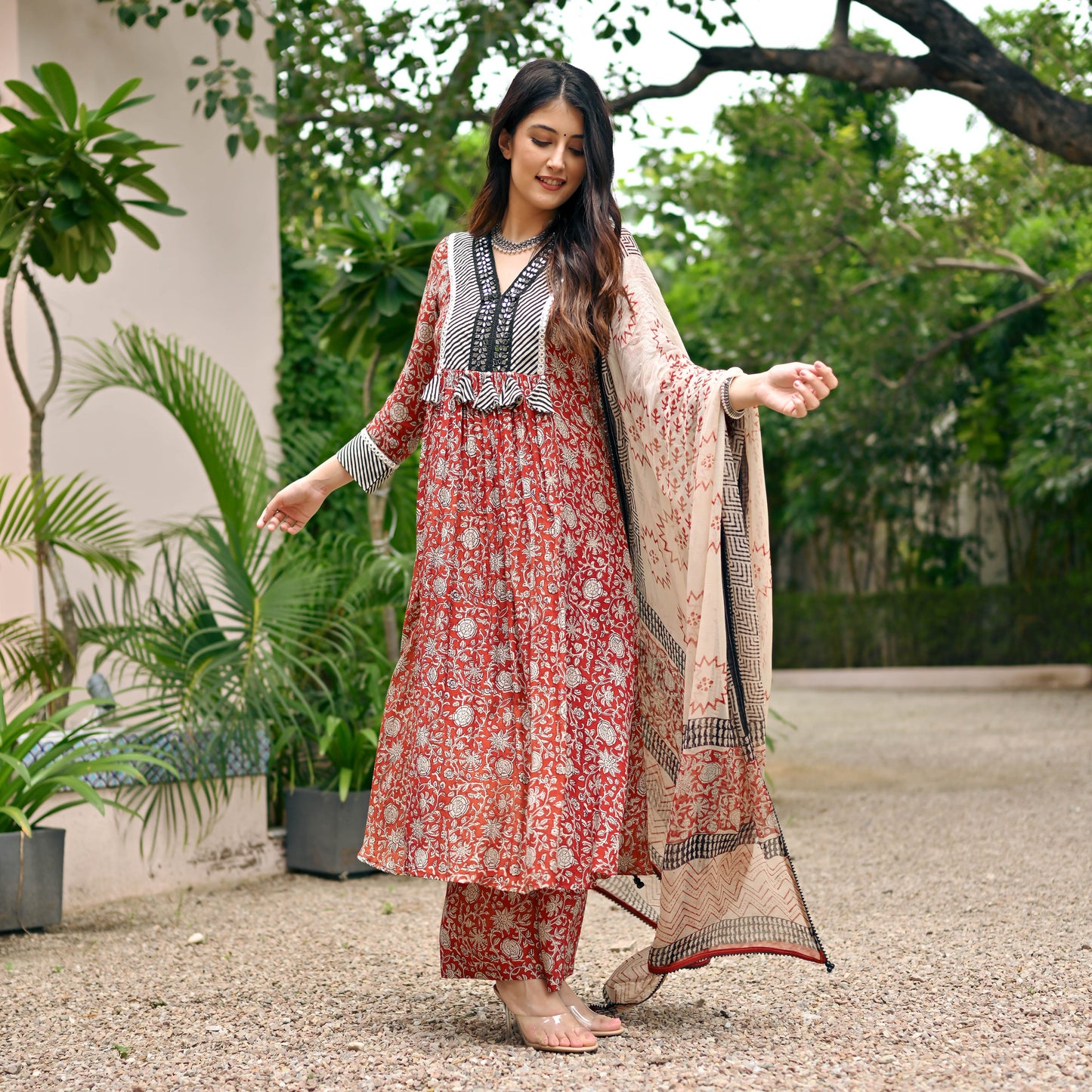 Sakhi Fashions Floral Natural Dye Suit Set