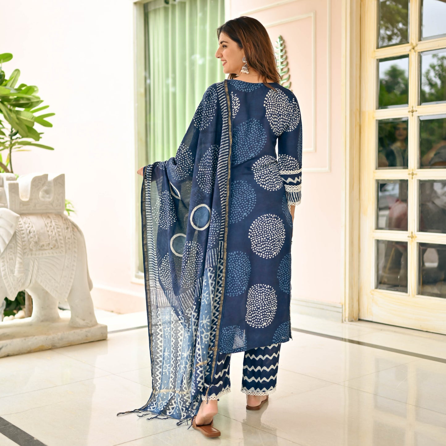 Sakhi Fashions Circles Indigo Dye Suit Set