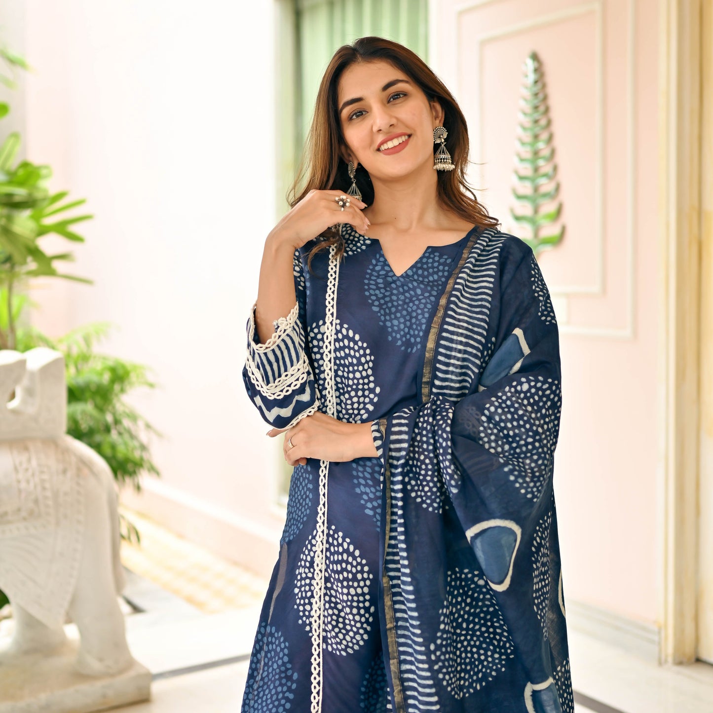 Sakhi Fashions Circles Indigo Dye Suit Set