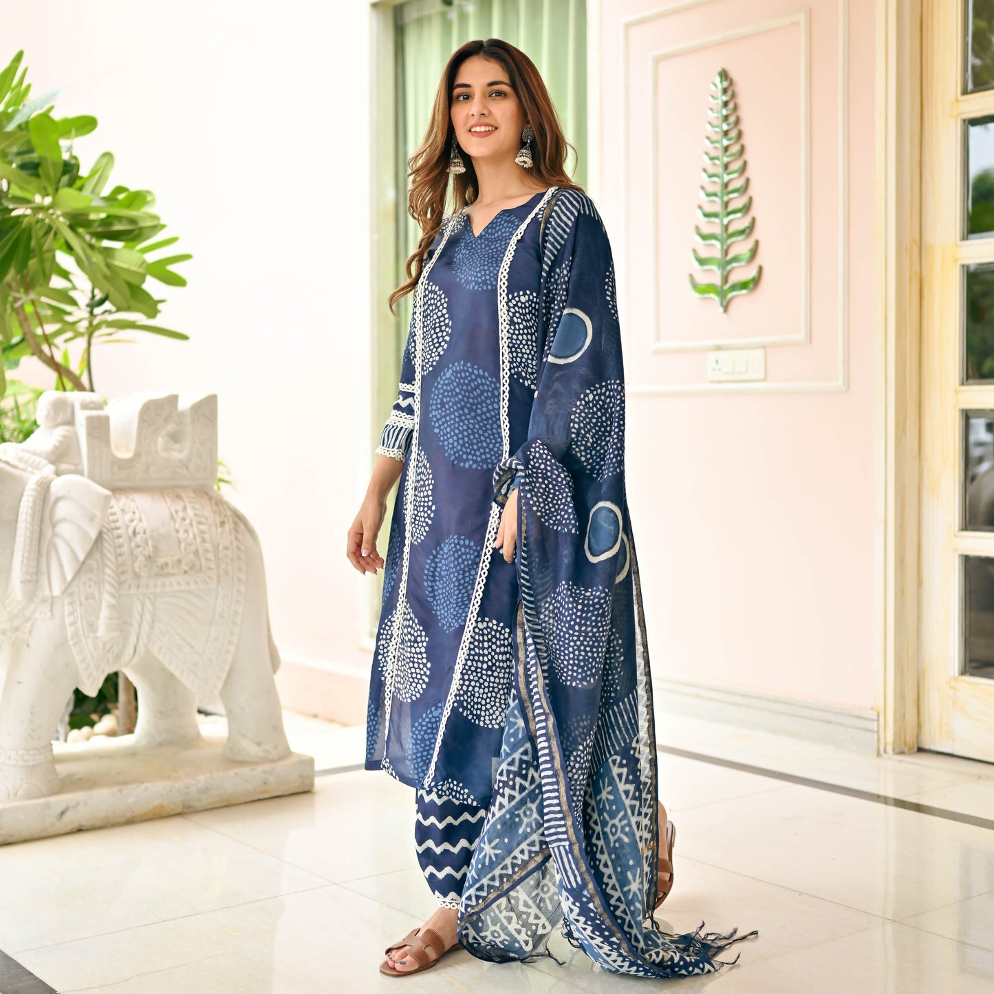 Sakhi Fashions Circles Indigo Dye Suit Set