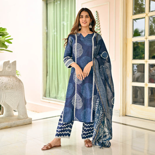 Sakhi Fashions Circles Indigo Dye Suit Set