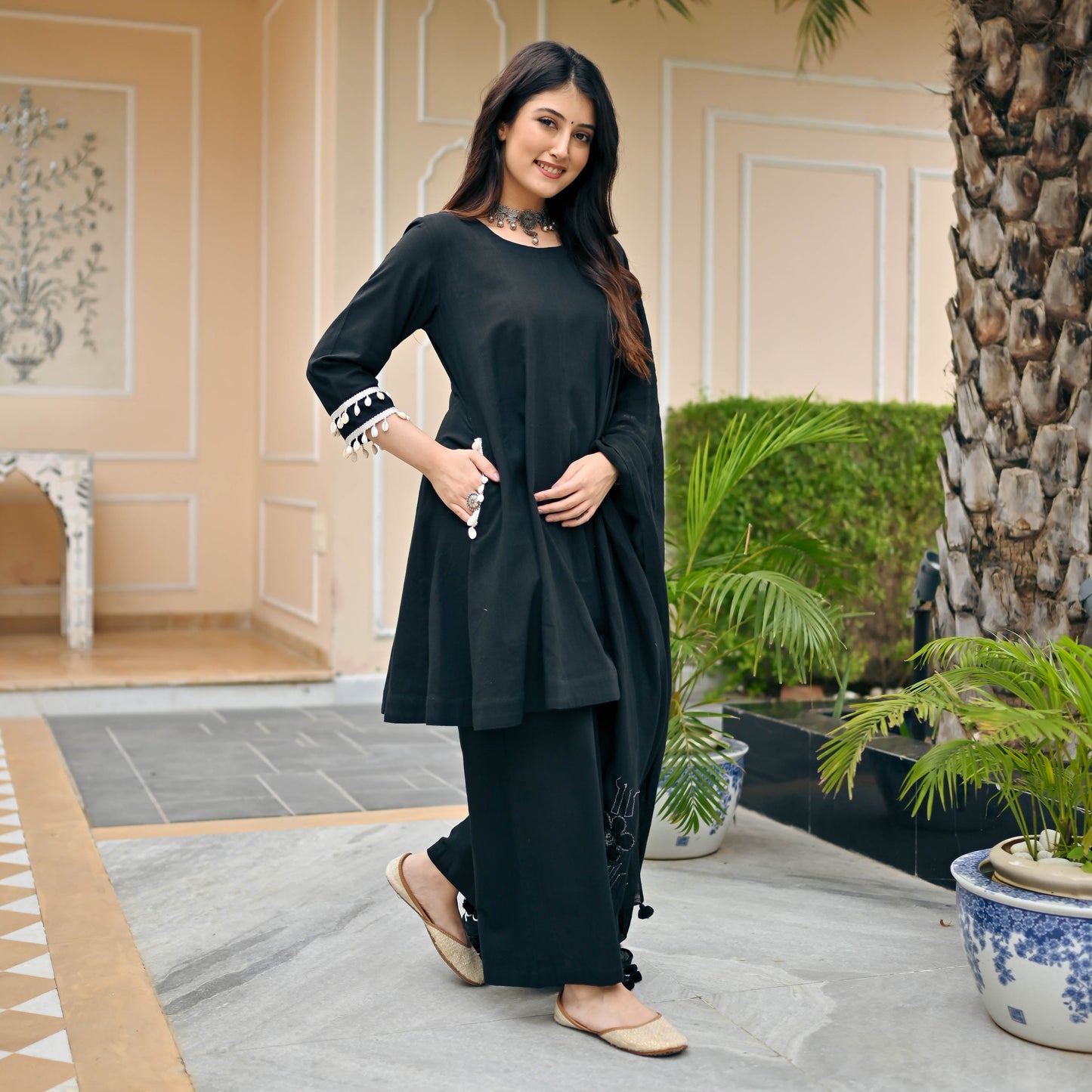 Sakhi Fashions Black Noir Suit & Embroidered Dupatta