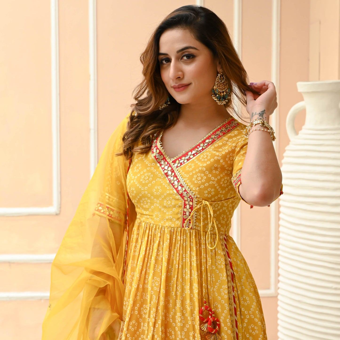 Sakhi Fashions Shaded Yellow Bandhej Print Suit