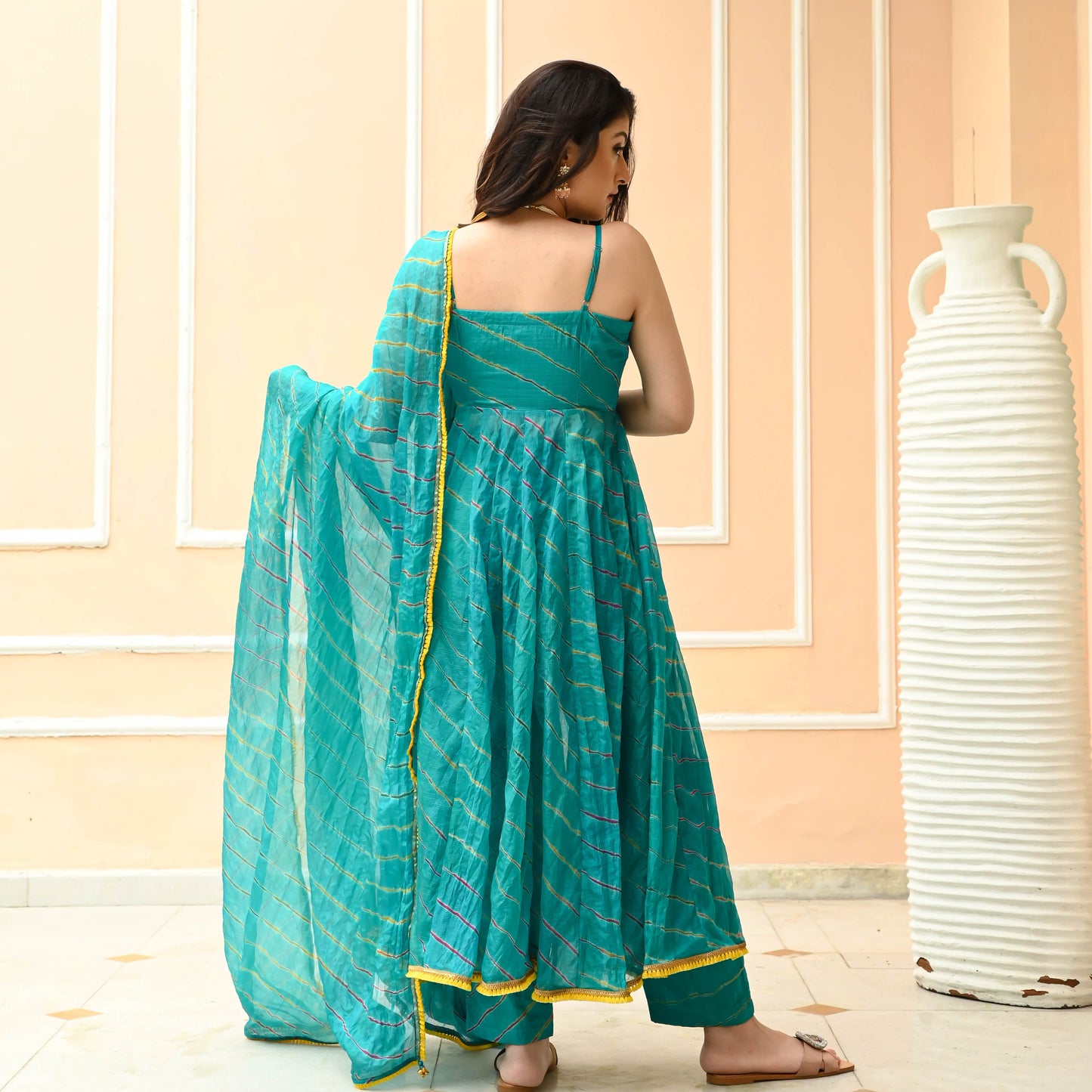 Sakhi Fashions Rama Green Leheriya Suit Set