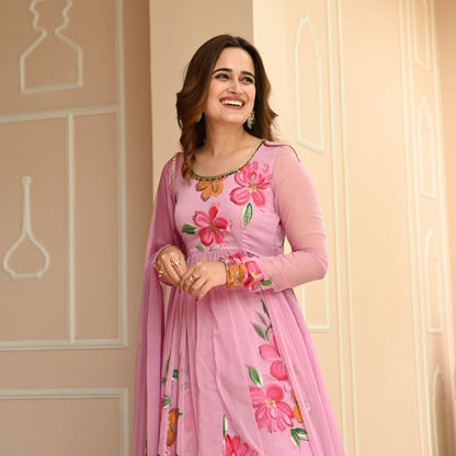 Sugar Chiffon Handpainted Suit Set