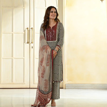 Stripes Natural Dye Suit Set