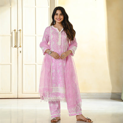 Sakhi Fashions Baby Pink Handblock Printed Suit Set